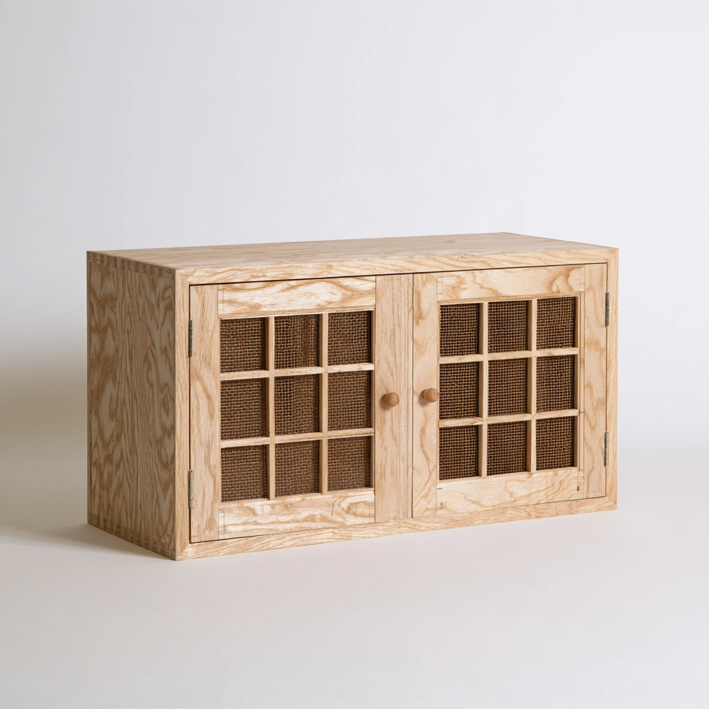 Meuble de rangement en bois, coloris brun naturel
