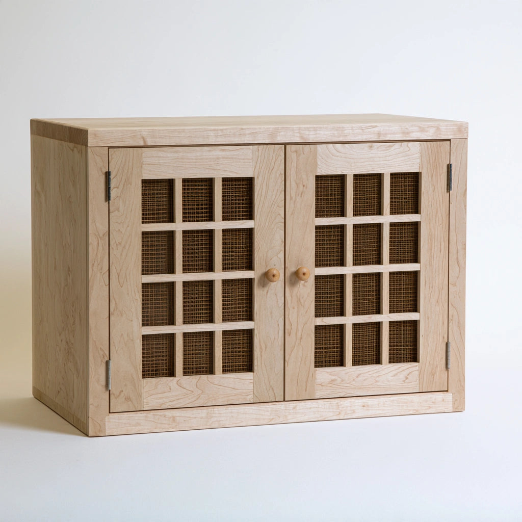 Meuble de rangement en bois, coloris brun naturel
