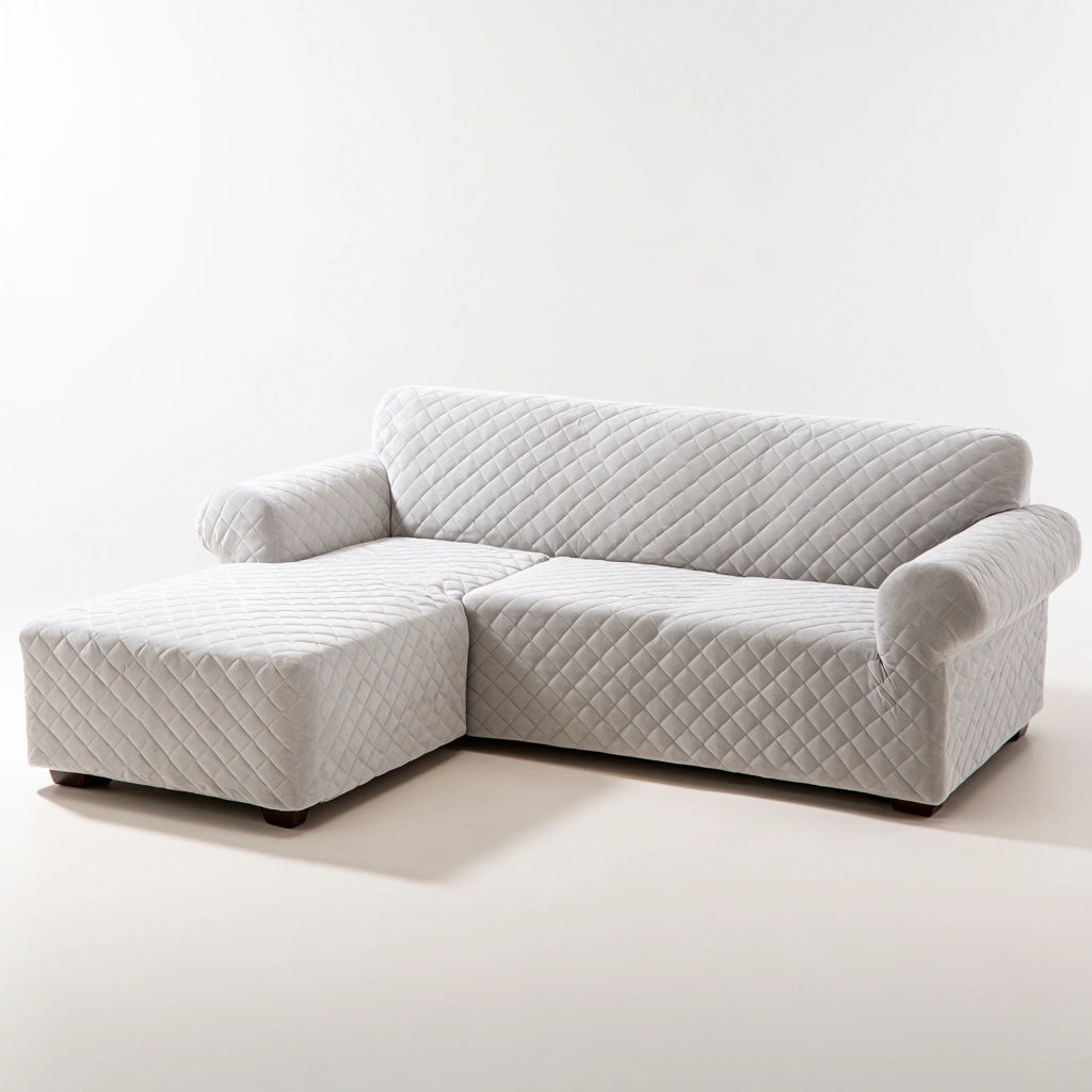 Canapé d'angle modulable aux lignes épurées, coloris gris clair