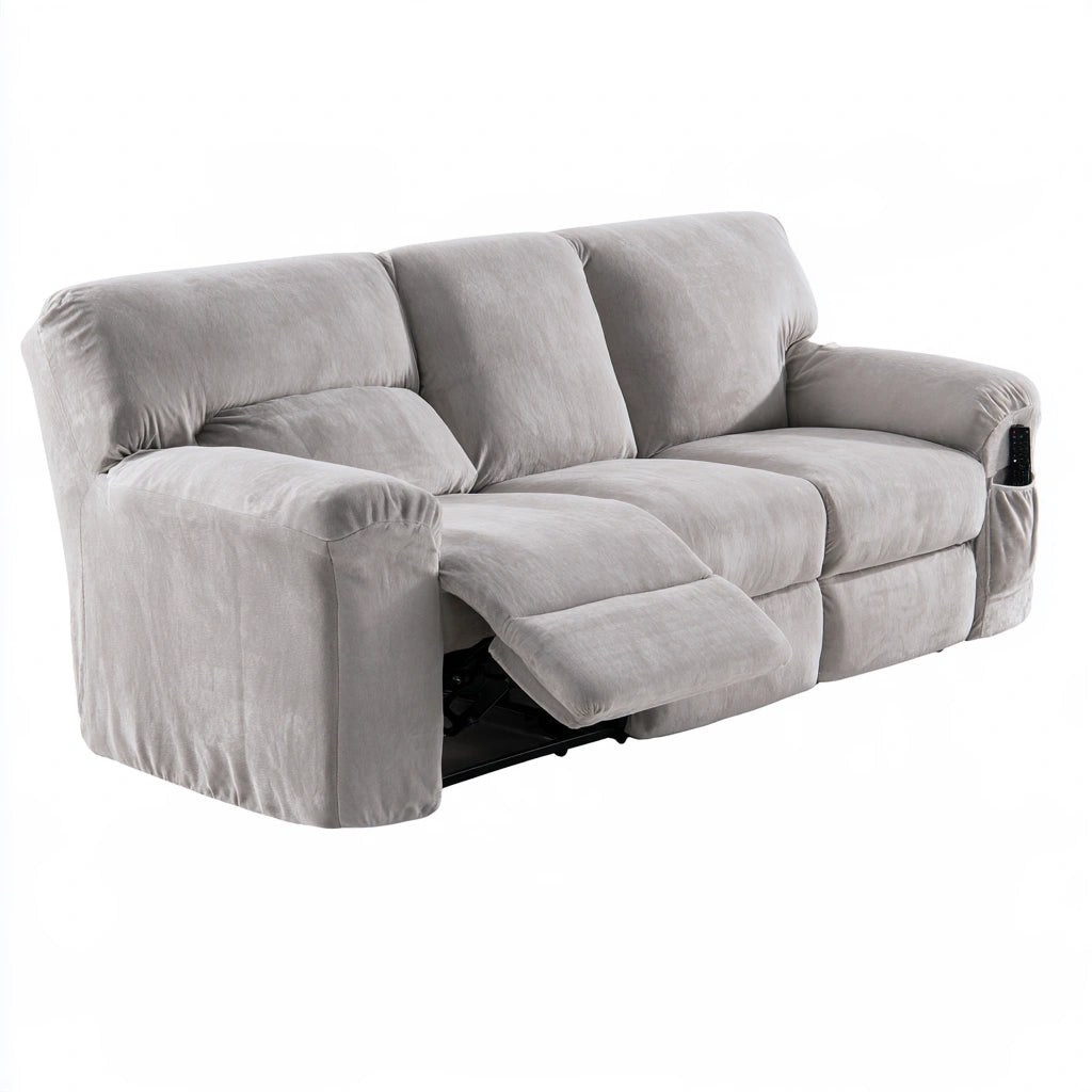 Housse extensible pour siège en velours, coloris gris clair