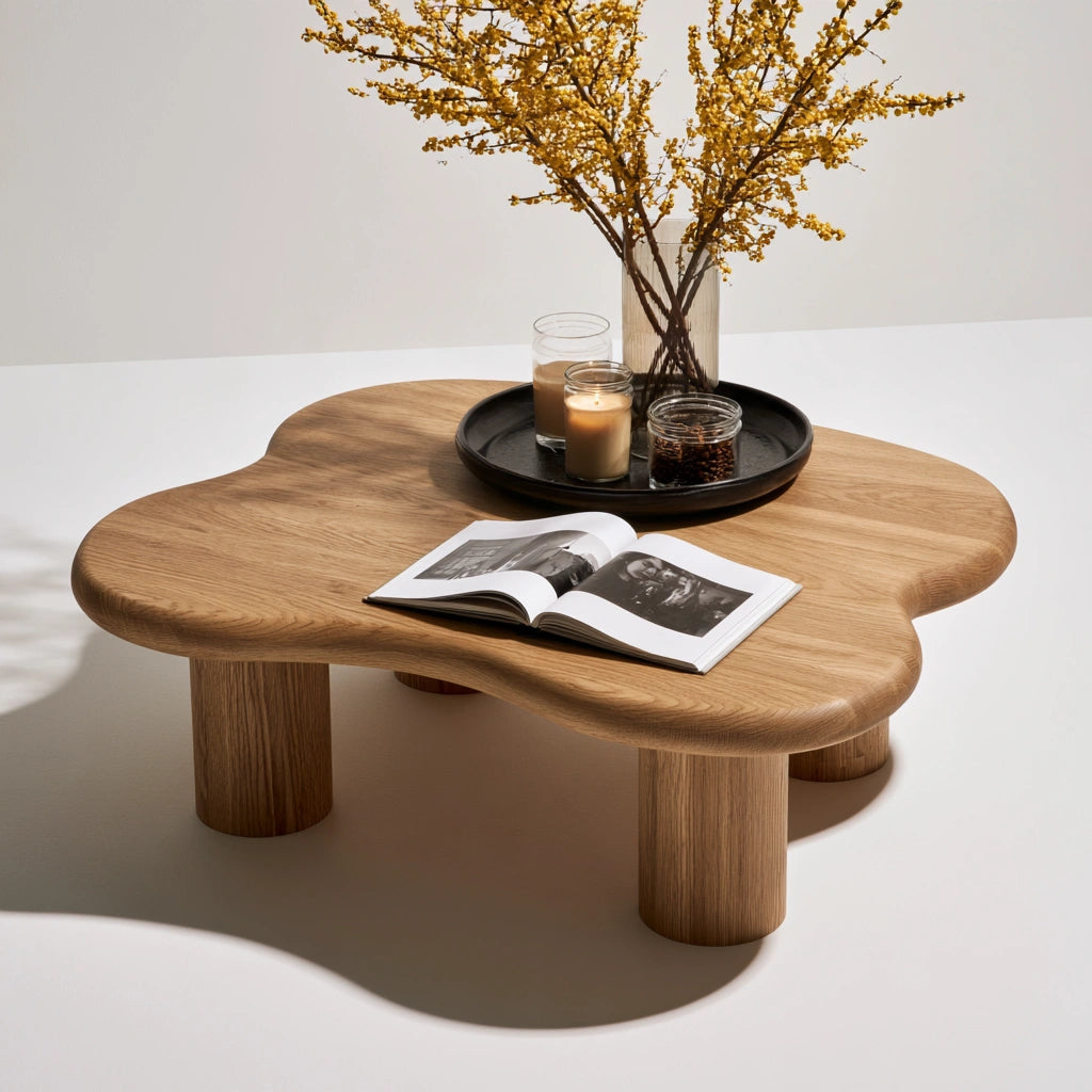 Table basse en bois finition chêne, coloris brun clair