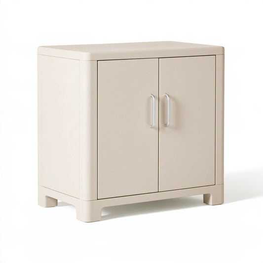 Tour de rangement étroite en plastique, coloris beige clair