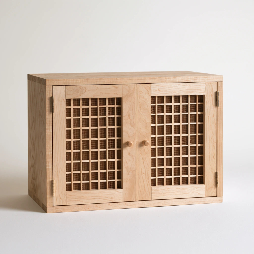 Meuble de rangement en bois, coloris brun naturel
