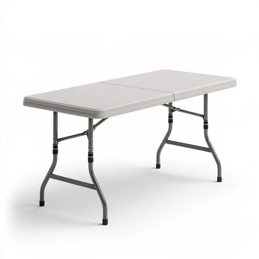 Table pliante polyvalente aux lignes épurées, coloris gris clair