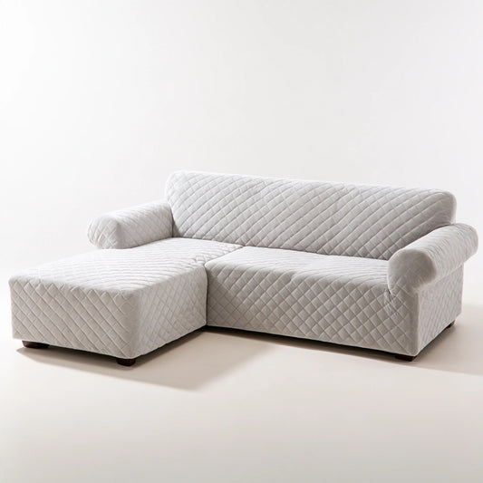 Canapé d'angle modulable aux lignes épurées, coloris gris clair