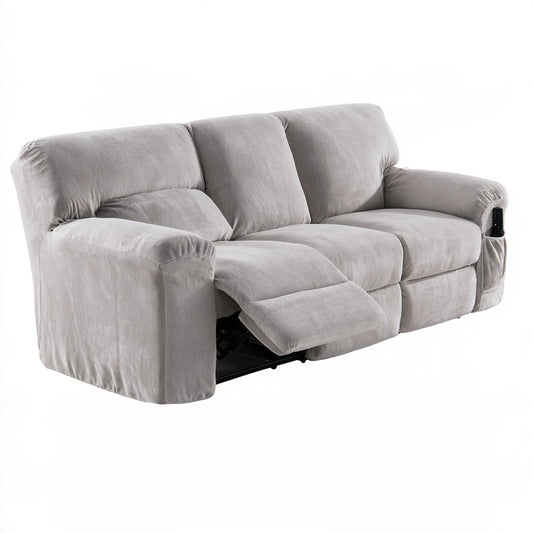 Housse extensible pour siège en velours, coloris gris clair