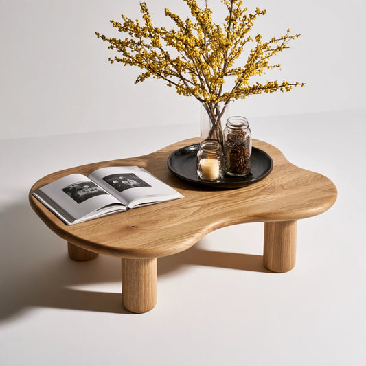 Table basse en bois finition chêne, coloris brun clair