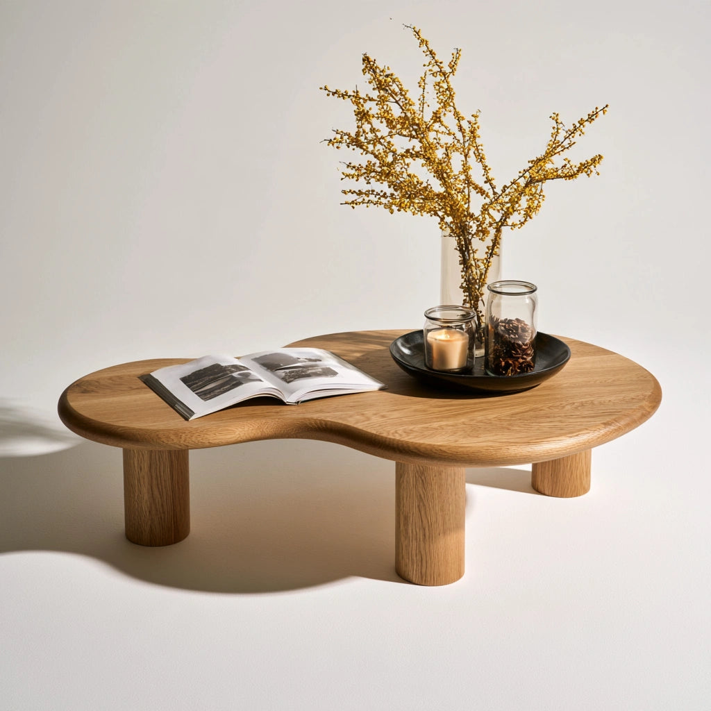 Table basse en bois finition chêne, coloris brun clair